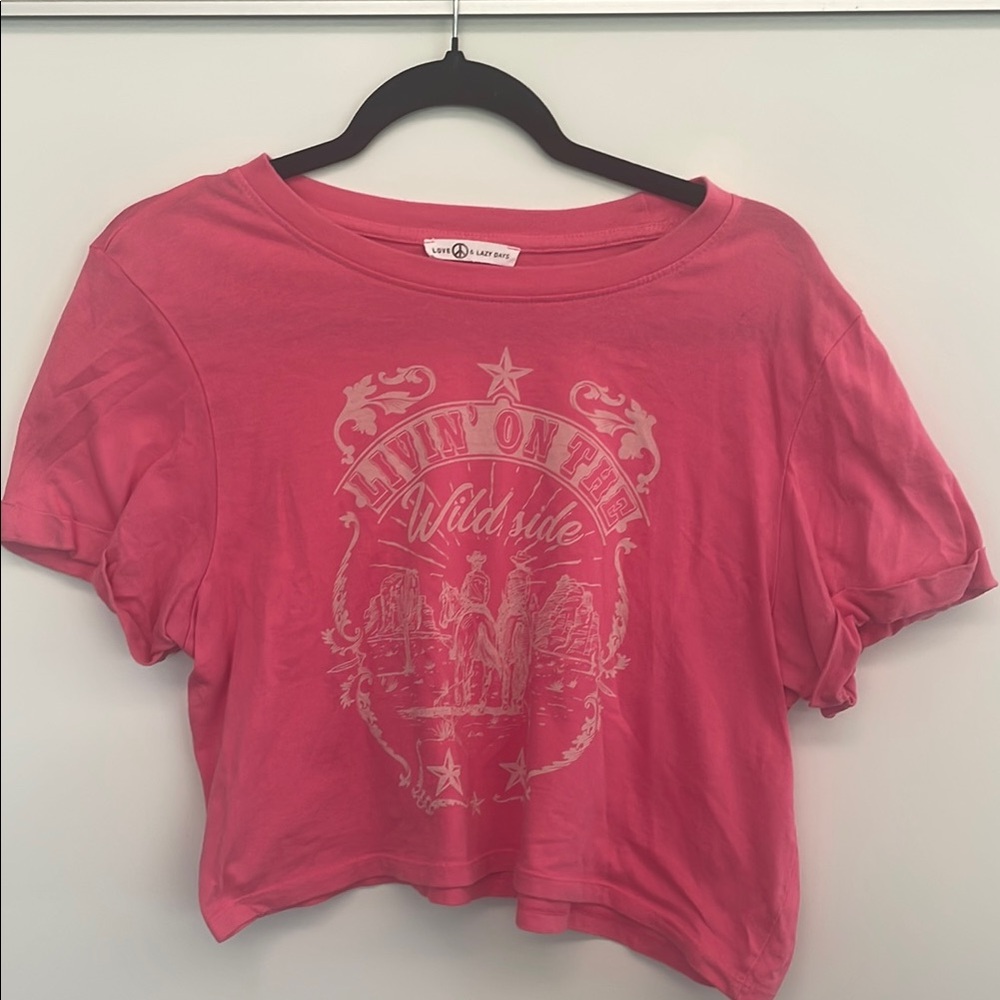 Pink Graphic Crop Top 100 cotton